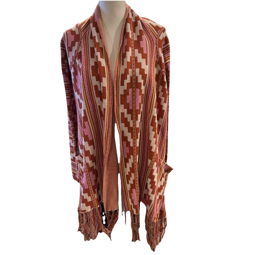 Billabong Cardigan Poncho Shawl Sweater Boho Aztec Southwest Size Large